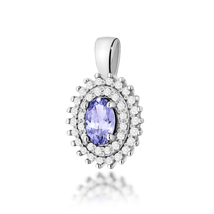 Pandantiv Aur 14K cu Tanzanit 0.40 ct si Diamante Naturale Naturale 0.19 ct