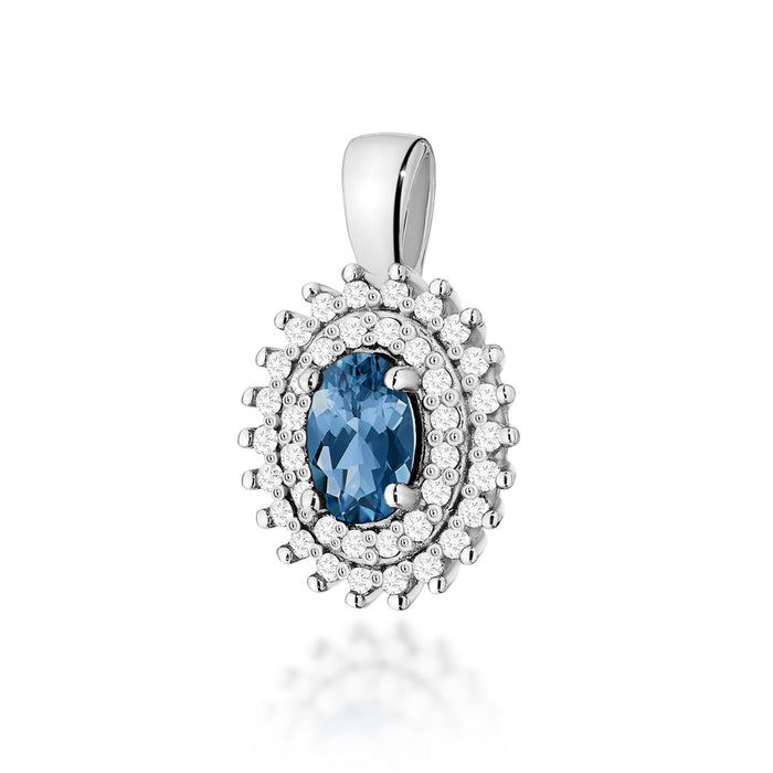 Pandantiv Aur 14K cu Topaz London Blue 0.50 ct si Diamante Naturale 0.19 ct