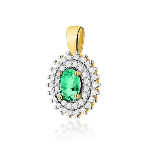 Pandantiv Aur 14K cu Smarald 0.40 ct si Diamante Naturale 0.19 ct