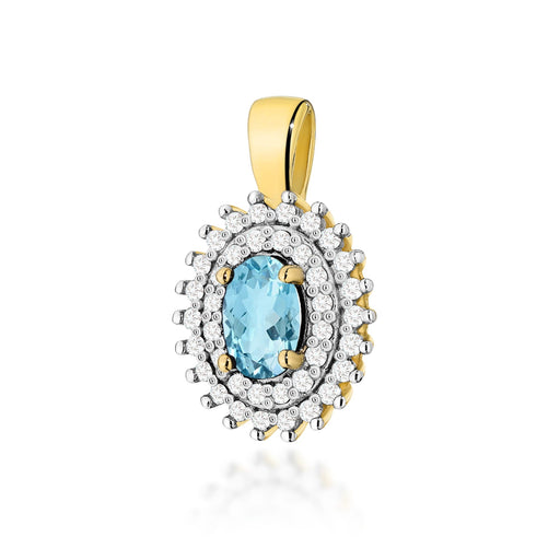 Pandantiv Aur 14K cu Topaz Albastru 0.50 ct si Diamante Naturale Naturale 0.19 ct