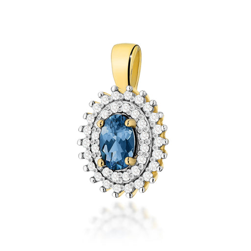 Pandantiv Aur 14K cu Topaz London Blue 0.50 ct si Diamante Naturale Naturale 0.19 ct