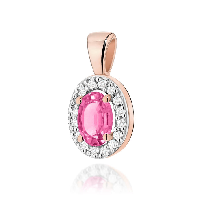 Pandantiv Aur 14K Z0574 Topaz Roz 0.50ct