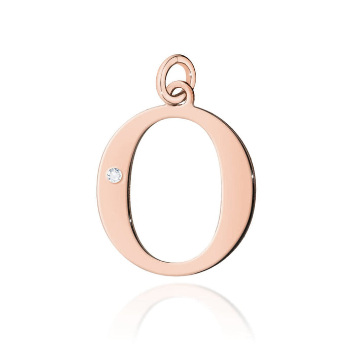 Pandantiv Aur 14K cu Diamant Natural Natural 0.005 ct litera O 10x9.5 mm