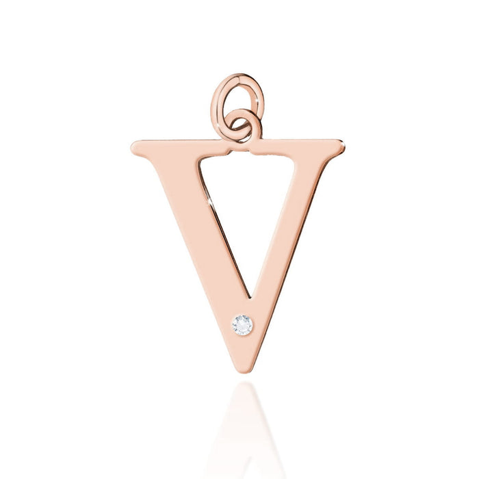 Pandantiv Aur 14K cu Diamant Natural Natural 0.005 ct litera V 10x10 mm