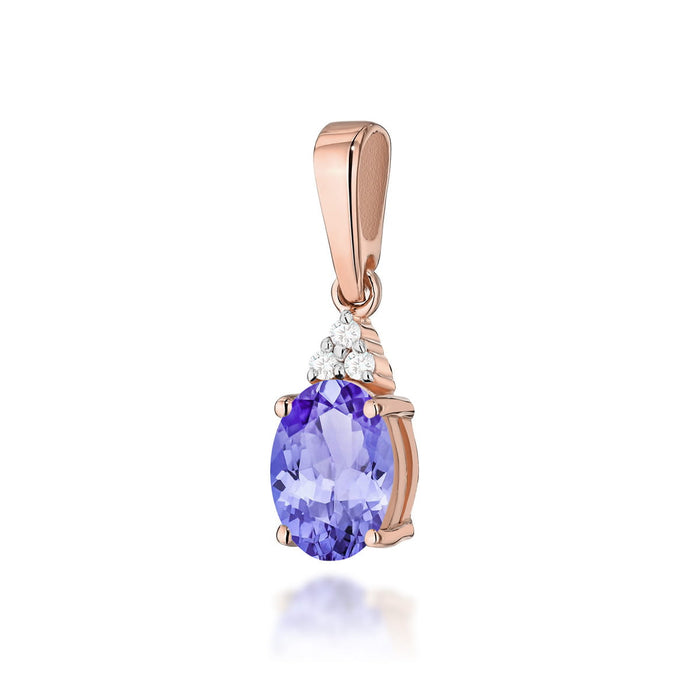 Pandantiv Aur 14K cu Tanzanit 0.70 ct si Diamante Naturale