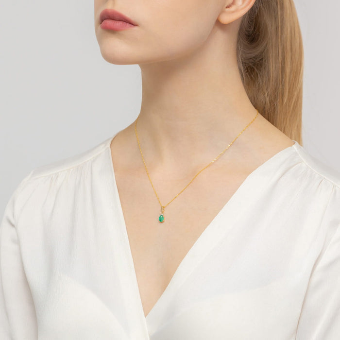 Pandantiv Aur 14K cu Smarald 0.90 ct si Diamante Naturale