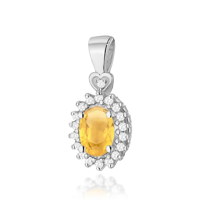 Pandantiv Aur 14K cu Citrine 0.60 ct si Diamante Naturale