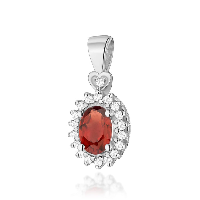 Pandantiv Aur 14K cu Garnet 0.50 ct si Diamante Naturale