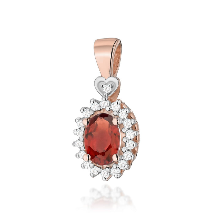 Pandantiv Aur 14K cu Garnet 0.50 ct si Diamante Naturale