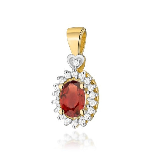 Pandantiv Aur 14K cu Garnet 0.50 ct si Diamante Naturale