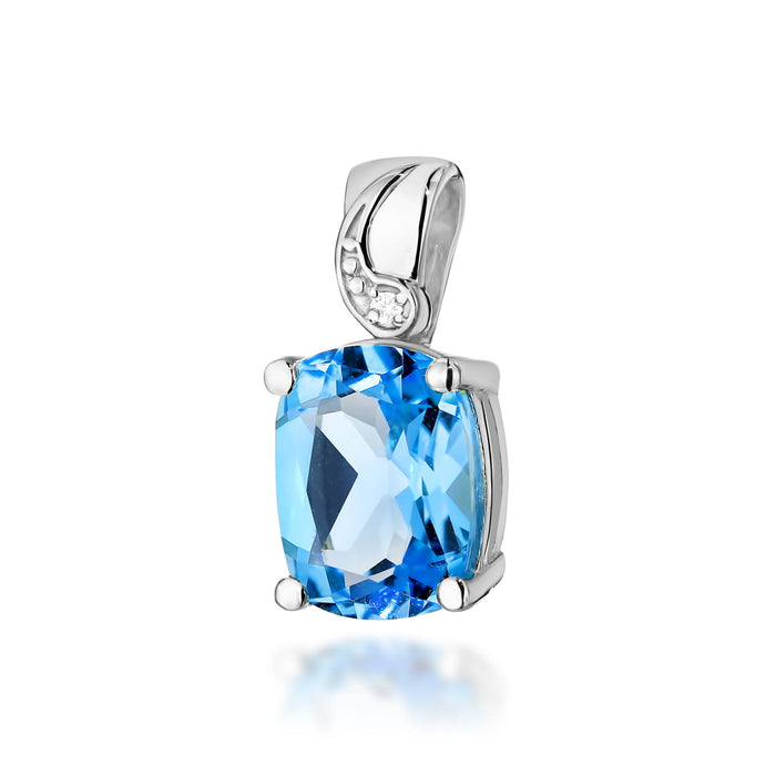 Pandantiv Aur 14K cu Topaz Albastru 2.40ct si Diamante Naturale