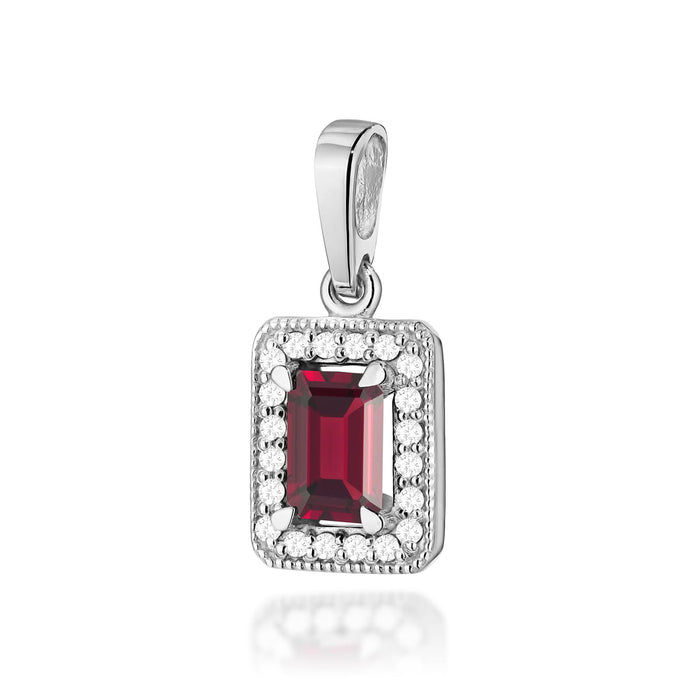 Pandantiv Aur 14K cu Garnet 0.70 ct si Diamante Naturale 0.10 ct