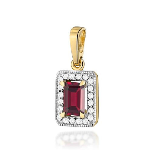 Pandantiv Aur 14K cu Garnet 0.70 ct si Diamante Naturale 0.10 ct