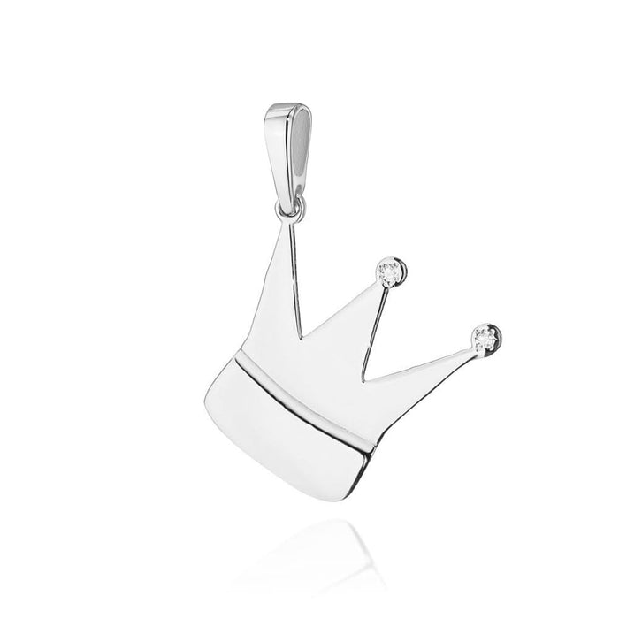 Pandantiv Coronita Aur 14K cu Diamante 0.01 ct - Alb