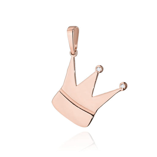 Pandantiv Coronita Aur 14K cu Diamante 0.01 ct - Roz