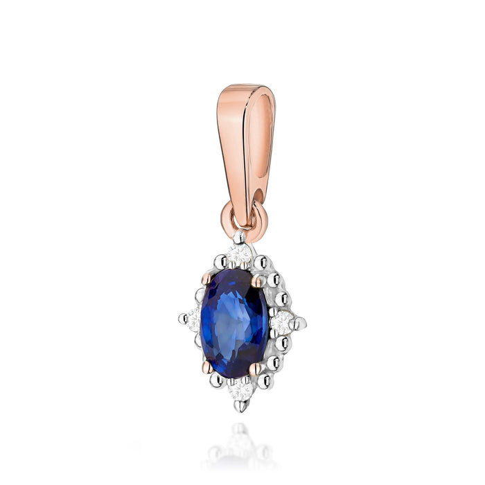 Pandantiv Aur 14K cu Safir 0.30 ct si Diamante Naturale