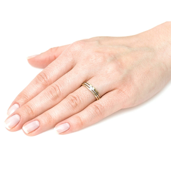 Inel Aur 8K cu Zirconiu și Detalii Eleganțe