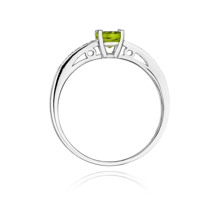 Inel Aur 14K  cu Peridot 0.60 ct si Diamante Naturale laterale 0.05 ct