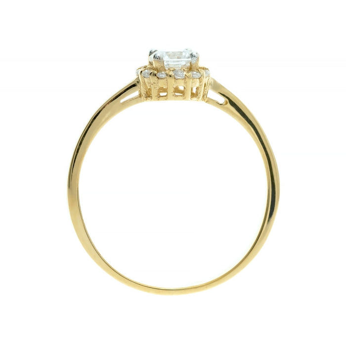 Inel Aur 8K cu Zirconii și Design Floral Delicat