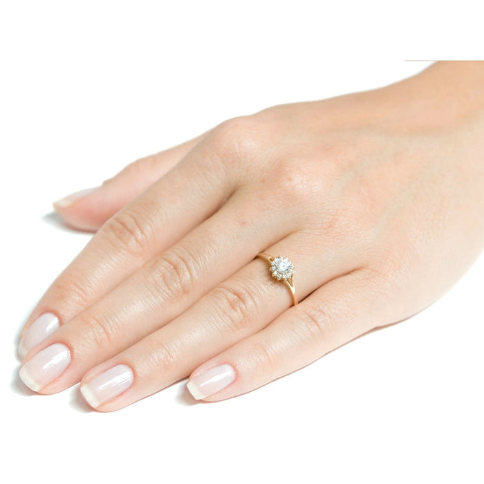 Inel Aur 8K Floare Elegant Cu Zirconii