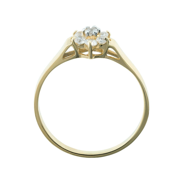 Inel Aur 8K cu Flori Delicate și Zirconiu – Eleganță Feminină