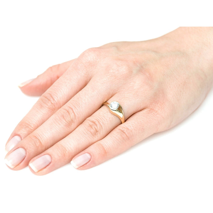 Inel Aur 8K cu Zirconiu Mare - Eleganță și Strălucire