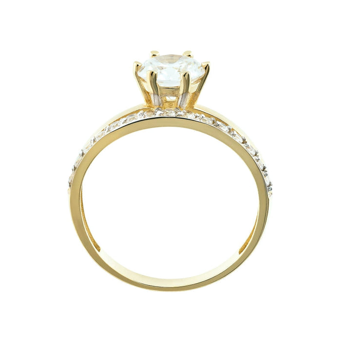 Inel Aur 8K cu Zirconiu Central și Detalii Rafinate