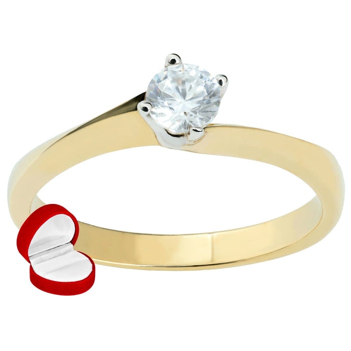 Inel de Logodnă Aur 8K cu Zirconiu Elegant