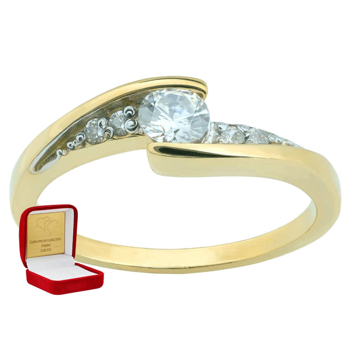 Inel Aur 8K Asimetric cu Zirconiu - Eleganță Modernă