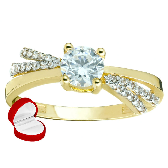 Inel Aur 8K cu Zirconii - Design Împletit Elegant