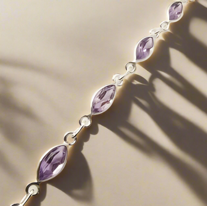 Bratara Argint 925 cu Ametist 20.1 cm lungime