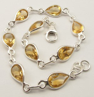 Bratara Argint 925 cu Citrin 21.2 cm lungime