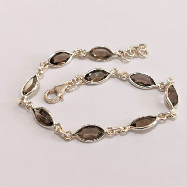 Bratara Argint 925 cu Cuart Fumuriu 20.1 cm lungime