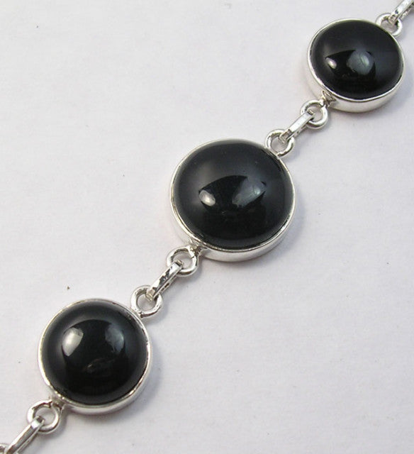 Bratara Argint 925 cu Onix Negru 20.3 cm lungime