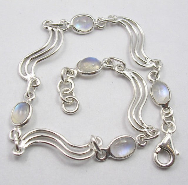 Bratara Argint 925 cu Piatra Lunii 21 cm lungime