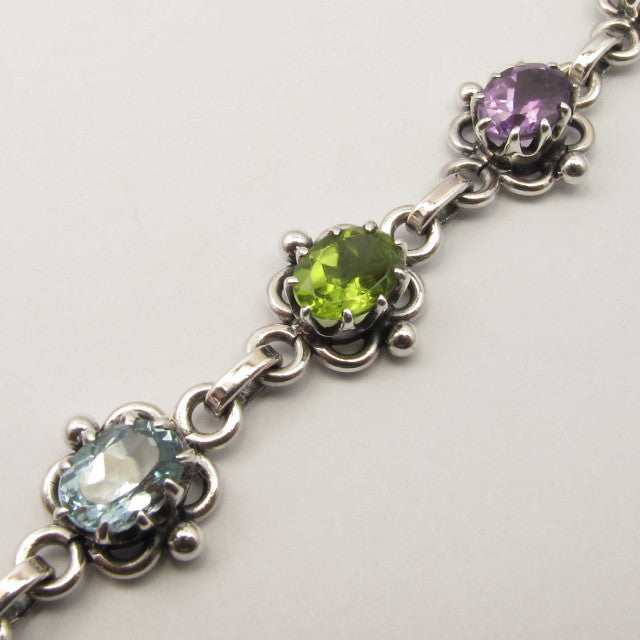 Bratara Argint 925 cu Pietre Multicolore 19.8 cm lungime