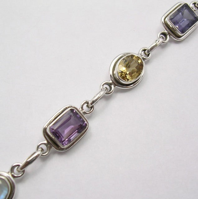 Bratara Argint 925 cu Pietre Multicolore 19 cm lungime