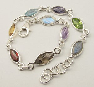 Bratara Argint 925 cu Pietre Multicolore 20.1 cm lungime