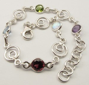 Bratara Argint 925 cu Pietre Multicolore 21.5 cm lungime