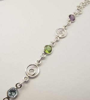 Bratara Argint 925 cu Pietre Multicolore 21.5 cm lungime