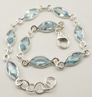 Bratara Argint 925 cu Topaz Albastru 20.1 cm lungime