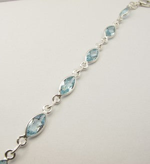 Bratara Argint 925 cu Topaz Albastru 20.1 cm lungime