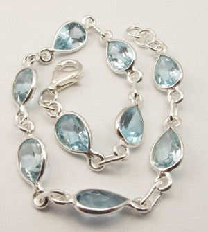 Bratara Argint 925 cu Topaz Albastru 21.2 cm lungime