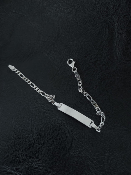 Bratara Figaro Argint 925, rodiat, cu placuta, lungime 17 cm