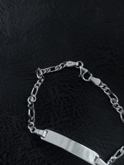 Bratara Figaro Argint 925, rodiat, cu placuta, lungime 17 cm