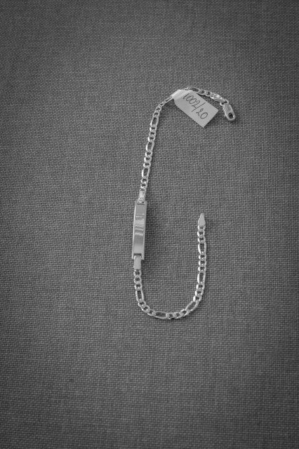 Bratara Figaro Argint 925, rodiat, cu placuta, lungime 18 cm