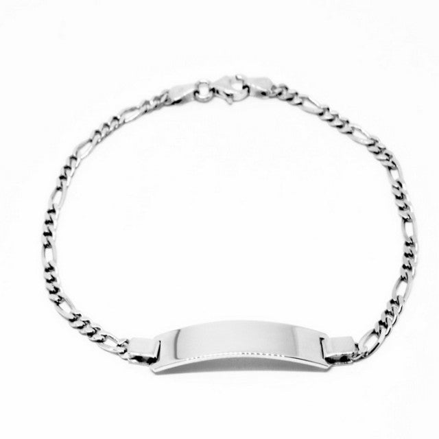 Bratara Figaro Argint 925, rodiat, cu placuta, lungime 18 cm