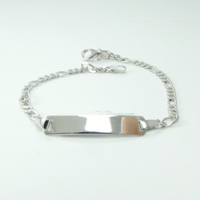 Bratara Figaro Argint 925, rodiat, cu placuta, lungime 21 cm