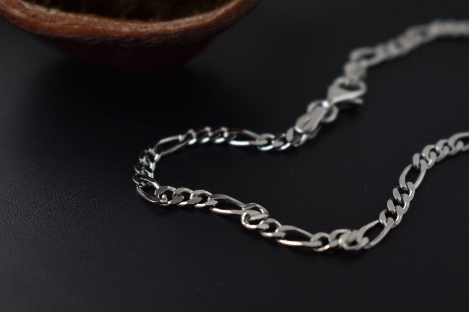 Bratara Argint 925 Figaro, rodiat, lungime 23 cm