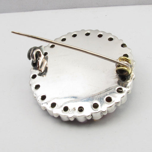 Brosa Argint 925 cu Ametist, Citrin, Carnelian,Garnet, Piatra Lunii si PerlaFreshWater, 3.1 cm